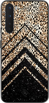 Casimoda OnePlus Nord hoesje - Chevron luipaard Zwart, Bruin/beige