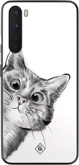 Casimoda OnePlus Nord hoesje - Peekaboo kat Grijs/zilverkleurig