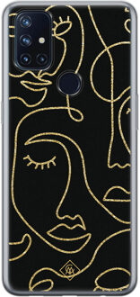 Casimoda OnePlus Nord N10 5G siliconen hoesje - Abstract faces Zwart