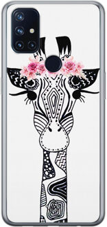 Casimoda OnePlus Nord N10 5G siliconen telefoonhoesje - Giraffe Zwart, Wit