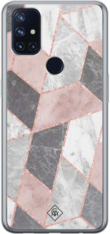 Casimoda OnePlus Nord N10 5G siliconen telefoonhoesje - Stone grid Roze