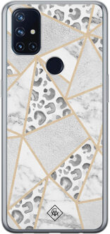 Casimoda OnePlus Nord N10 5G siliconen telefoonhoesje - Stone & leopard print Bruin/beige