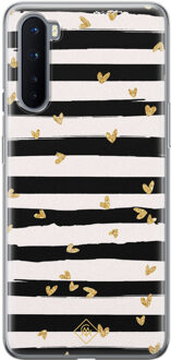 Casimoda OnePlus Nord siliconen telefoonhoesje - Hart streepjes Zwart, Goudkleurig