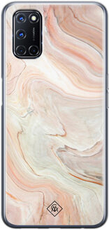 Casimoda Oppo A72 siliconen hoesje - Marmer waves Bruin/beige