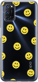 Casimoda Oppo A92 siliconen hoesje - Smileys Geel, Transparant