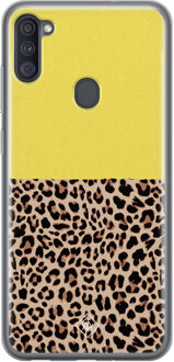 Casimoda Samsung Galaxy A11 siliconen hoesje - Luipaard geel