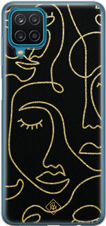 Casimoda Samsung Galaxy A12 siliconen hoesje - Abstract faces Zwart