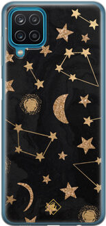 Casimoda Samsung Galaxy A12 siliconen hoesje - Counting the stars Zwart, Goudkleurig