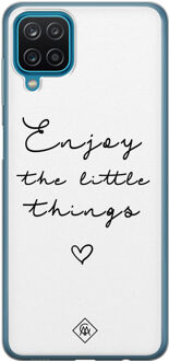 Casimoda Samsung Galaxy A12 siliconen hoesje - Enjoy life Zwart, Wit