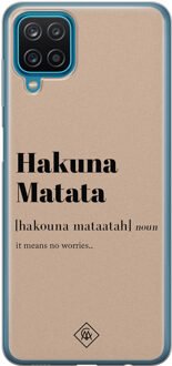 Casimoda Samsung Galaxy A12 siliconen hoesje - Hakuna matata Bruin/beige