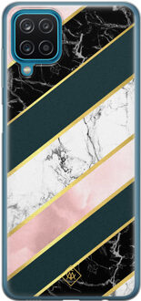 Casimoda Samsung Galaxy A12 siliconen hoesje - Marble stripes Multi