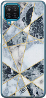 Casimoda Samsung Galaxy A12 siliconen hoesje - Marmer blauw