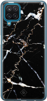 Casimoda Samsung Galaxy A12 siliconen hoesje - Marmer zwart