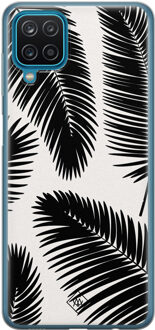 Casimoda Samsung Galaxy A12 siliconen telefoonhoesje - Palm leaves silhouette Zwart