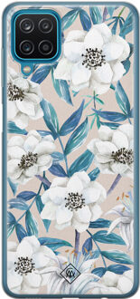 Casimoda Samsung Galaxy A12 siliconen telefoonhoesje - Touch of flowers Blauw