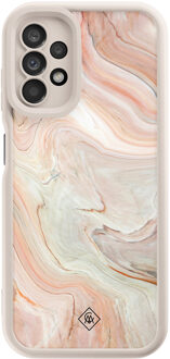 Casimoda Samsung Galaxy A13 4G beige case - Marmer waves Bruin/beige