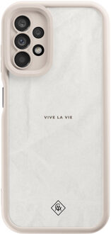 Casimoda Samsung Galaxy A13 4G beige case - Vive la vie Grijs/zilverkleurig