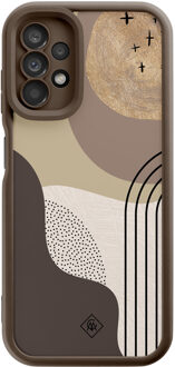 Casimoda Samsung Galaxy A13 4G bruine case - Abstract almond shapes Bruin/beige