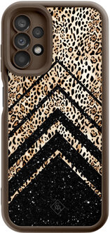 Casimoda Samsung Galaxy A13 4G bruine case - Luipaard chevron Bruin/beige