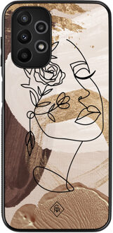 Casimoda Samsung Galaxy A13 4G hoesje - Abstract gezicht bruin Bruin/beige