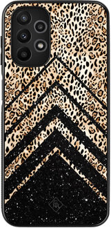 Casimoda Samsung Galaxy A13 4G hoesje - Chevron luipaard Zwart, Bruin/beige
