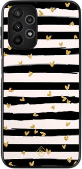 Casimoda Samsung Galaxy A13 4G hoesje - Hart streepjes Groen