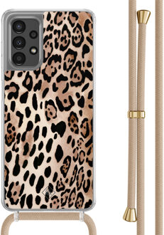 Casimoda Samsung Galaxy A13 4G hoesje met beige koord - Golden wildcat Bruin/beige