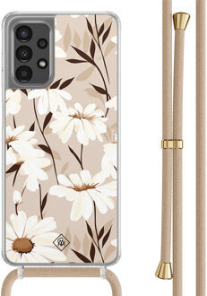Casimoda Samsung Galaxy A13 4G hoesje met beige koord - In bloom Bruin/beige