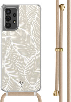 Casimoda Samsung Galaxy A13 4G hoesje met beige koord - Palm leaves beige Bruin/beige