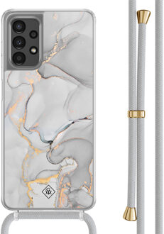 Casimoda Samsung Galaxy A13 4G hoesje met grijs koord - Marmer grijs Grijs/zilverkleurig