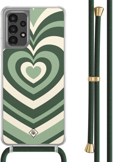 Casimoda Samsung Galaxy A13 4G hoesje met groen koord - Hart swirl groen Multi