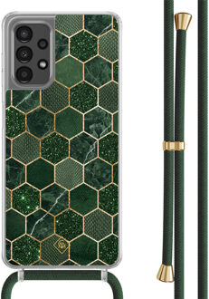 Casimoda Samsung Galaxy A13 4G hoesje met groen koord - Kubus groen