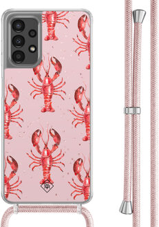 Casimoda Samsung Galaxy A13 4G hoesje met rosegoud koord - Lobster Roze