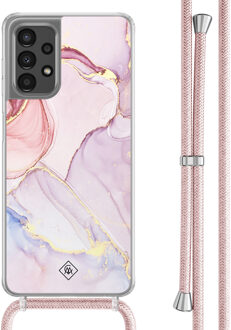 Casimoda Samsung Galaxy A13 4G hoesje met rosegoud koord - Purple sky Paars