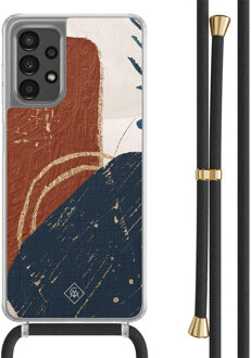 Casimoda Samsung Galaxy A13 4G hoesje met zwart koord - Abstract terracotta Blauw