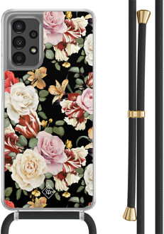 Casimoda Samsung Galaxy A13 4G hoesje met zwart koord - Flowerpower Multi