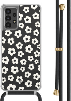 Casimoda Samsung Galaxy A13 4G hoesje met zwart koord - Retro bloempjes