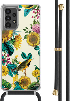 Casimoda Samsung Galaxy A13 4G hoesje met zwart koord - Sunflowers Geel