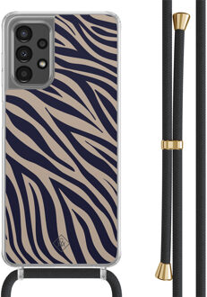 Casimoda Samsung Galaxy A13 4G hoesje met zwart koord - Wavy twist Blauw