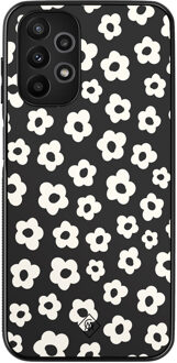 Casimoda Samsung Galaxy A13 4G hoesje - Retro bloempjes Zwart