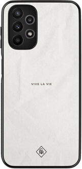 Casimoda Samsung Galaxy A13 4G hoesje - Vive la vie Grijs/zilverkleurig