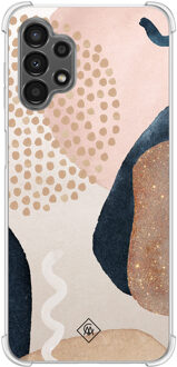 Casimoda Samsung Galaxy A13 4G shockproof hoesje - Abstract dots Bruin/beige