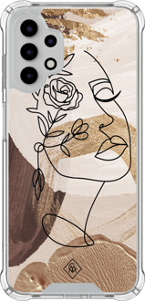 Casimoda Samsung Galaxy A13 4G shockproof hoesje - Abstract gezicht bruin