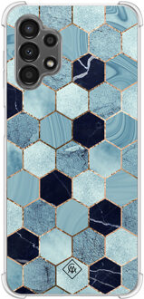 Casimoda Samsung Galaxy A13 4G shockproof hoesje - Blue cubes Blauw