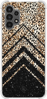 Casimoda Samsung Galaxy A13 4G shockproof hoesje - Chevron luipaard Bruin/beige