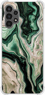 Casimoda Samsung Galaxy A13 4G shockproof hoesje - Green waves Groen