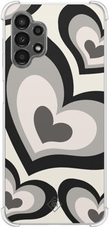 Casimoda Samsung Galaxy A13 4G shockproof hoesje - Hart swirl zwart