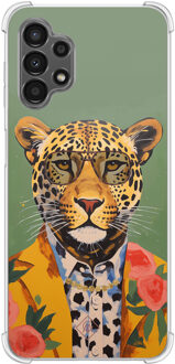 Casimoda Samsung Galaxy A13 4G shockproof hoesje - Luipaard hipster Groen
