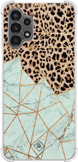 Casimoda Samsung Galaxy A13 4G shockproof hoesje - Luipaard marmer mint