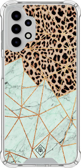 Casimoda Samsung Galaxy A13 4G shockproof hoesje - Luipaard marmer mint